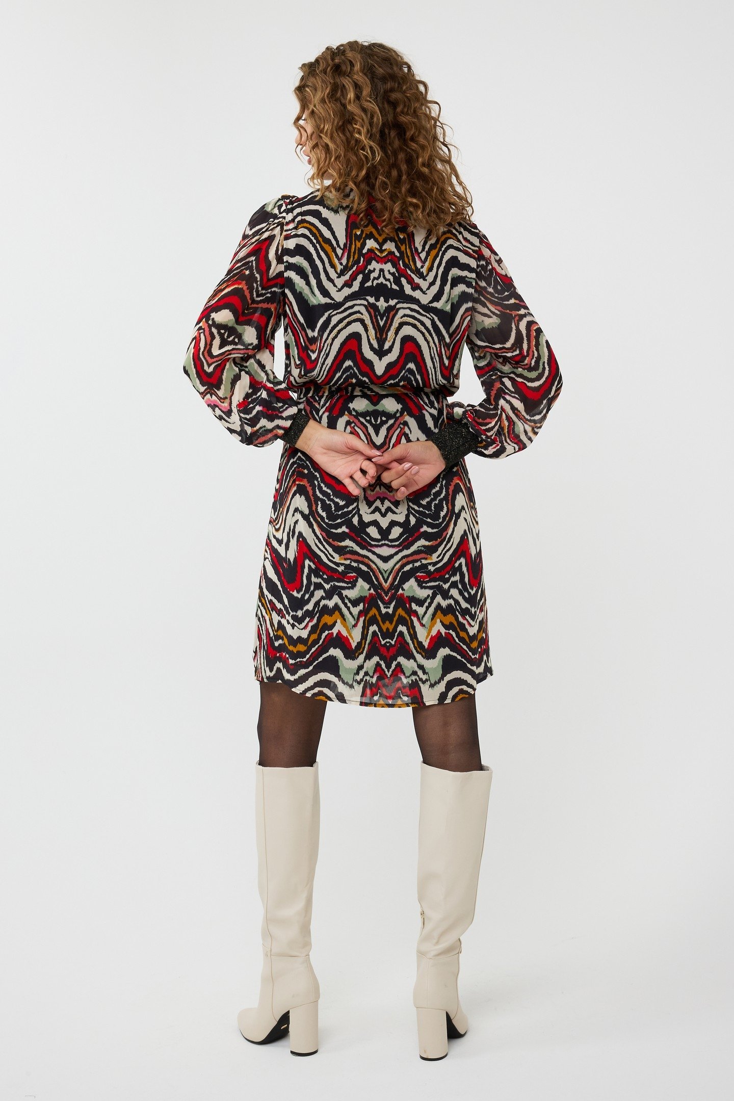 DRESS LUREX CUFF WAVES PRINT 3