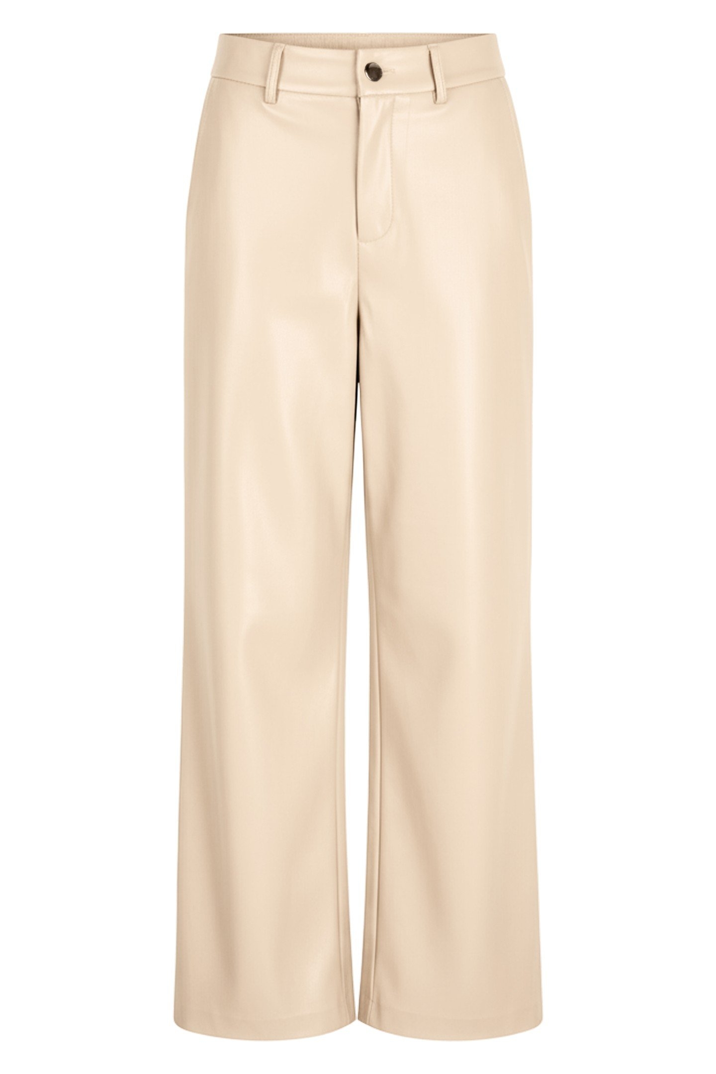 TROUSERS WIDE VEGAN LEATHER SAND 1
