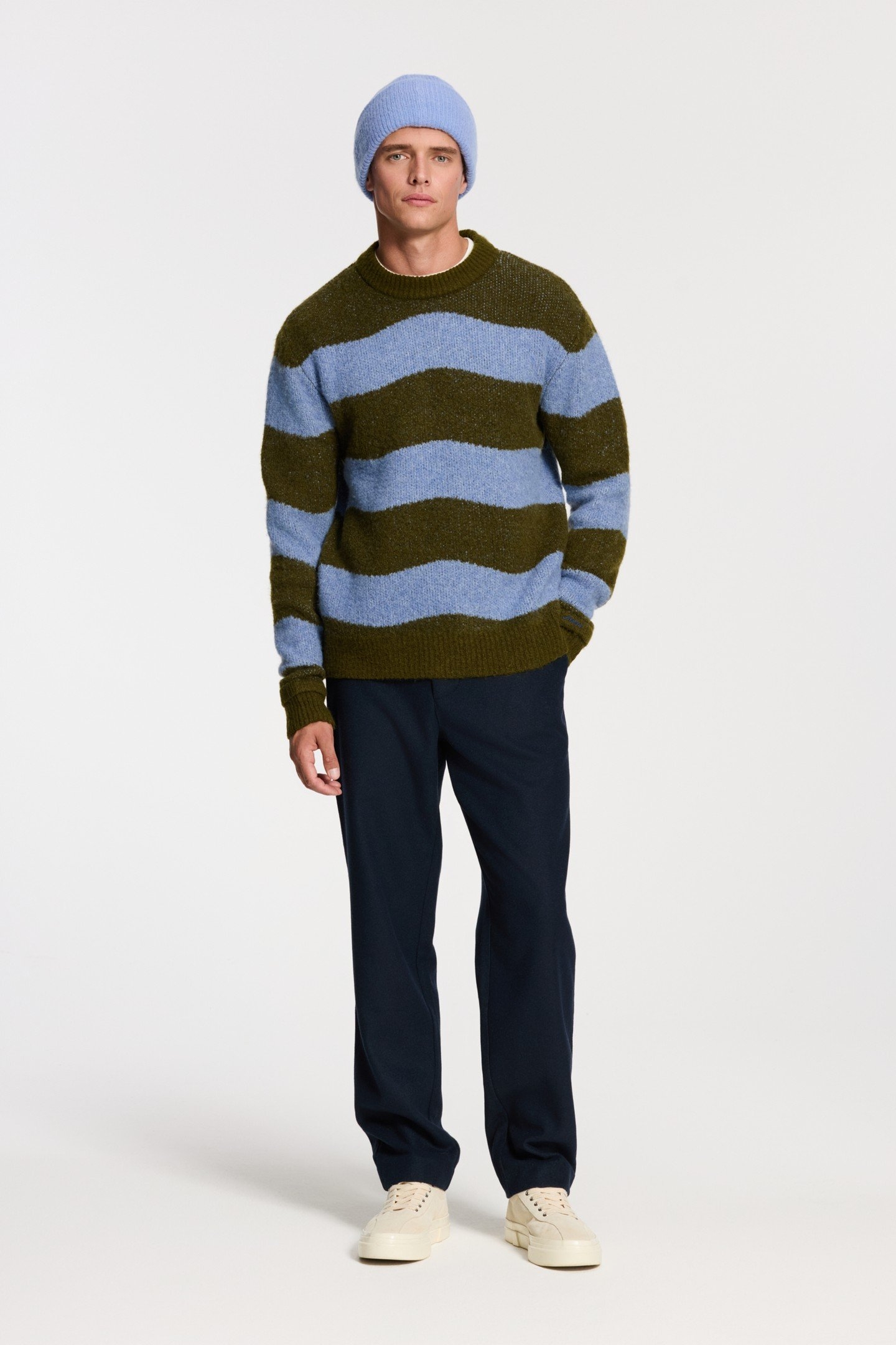 PIKE RELAXED FIT WAVE PULLOVER GREEN BLUE WAVE 3