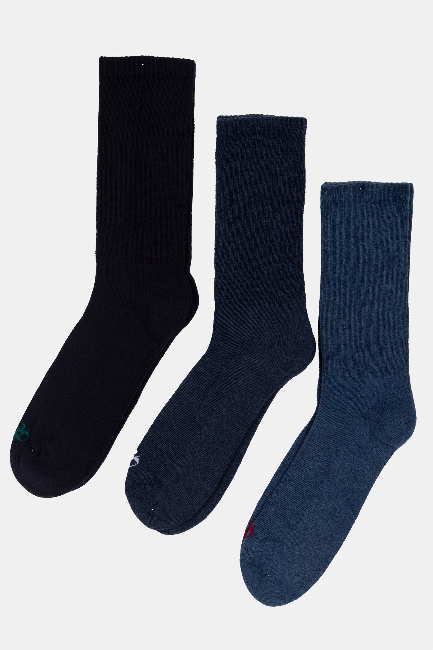 3PK MENS 1/2 TERRY CREW BLUE 1