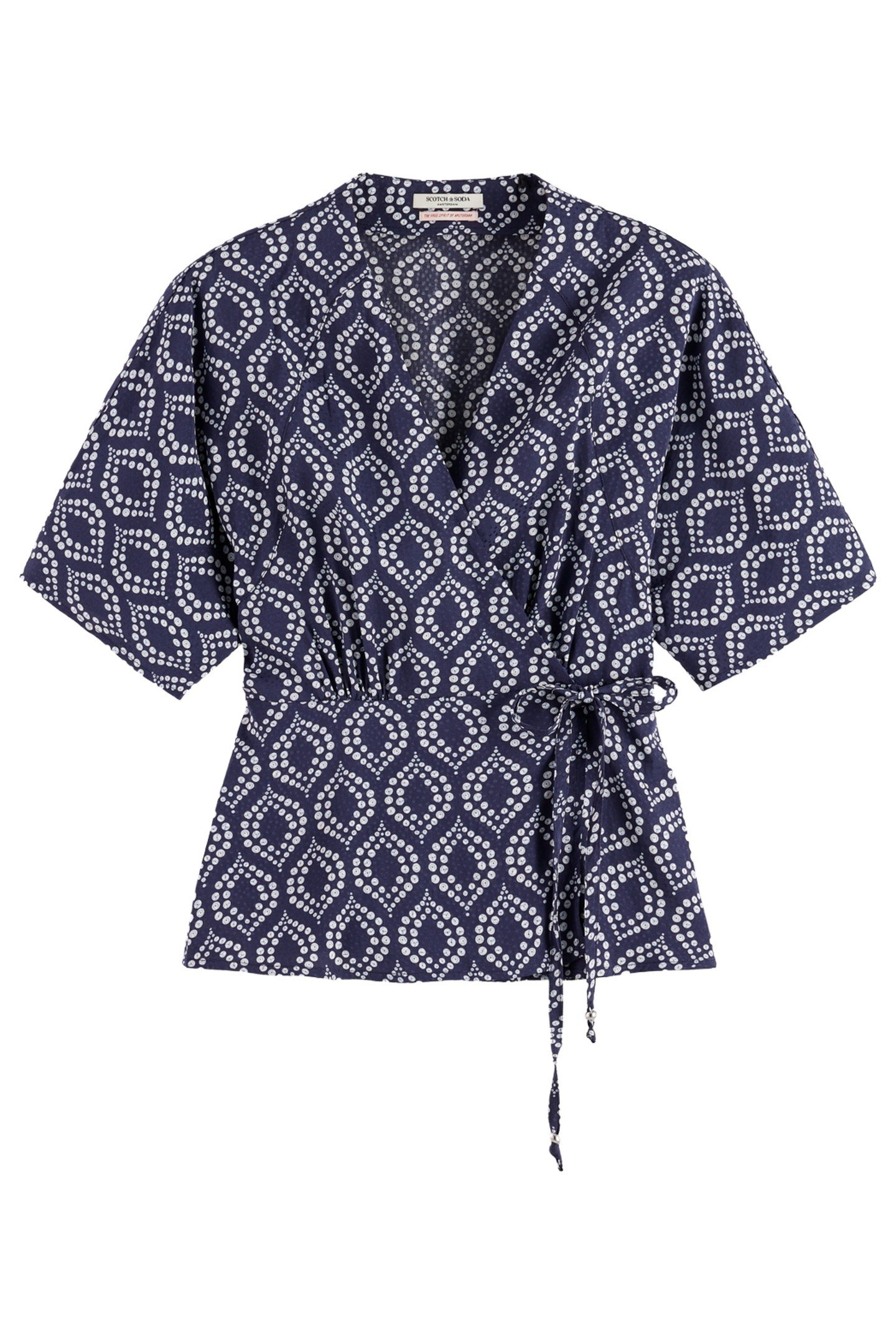 WRAP TOP IN VISCOSE JACQUARD GEOMETRIC BASEBALL 1