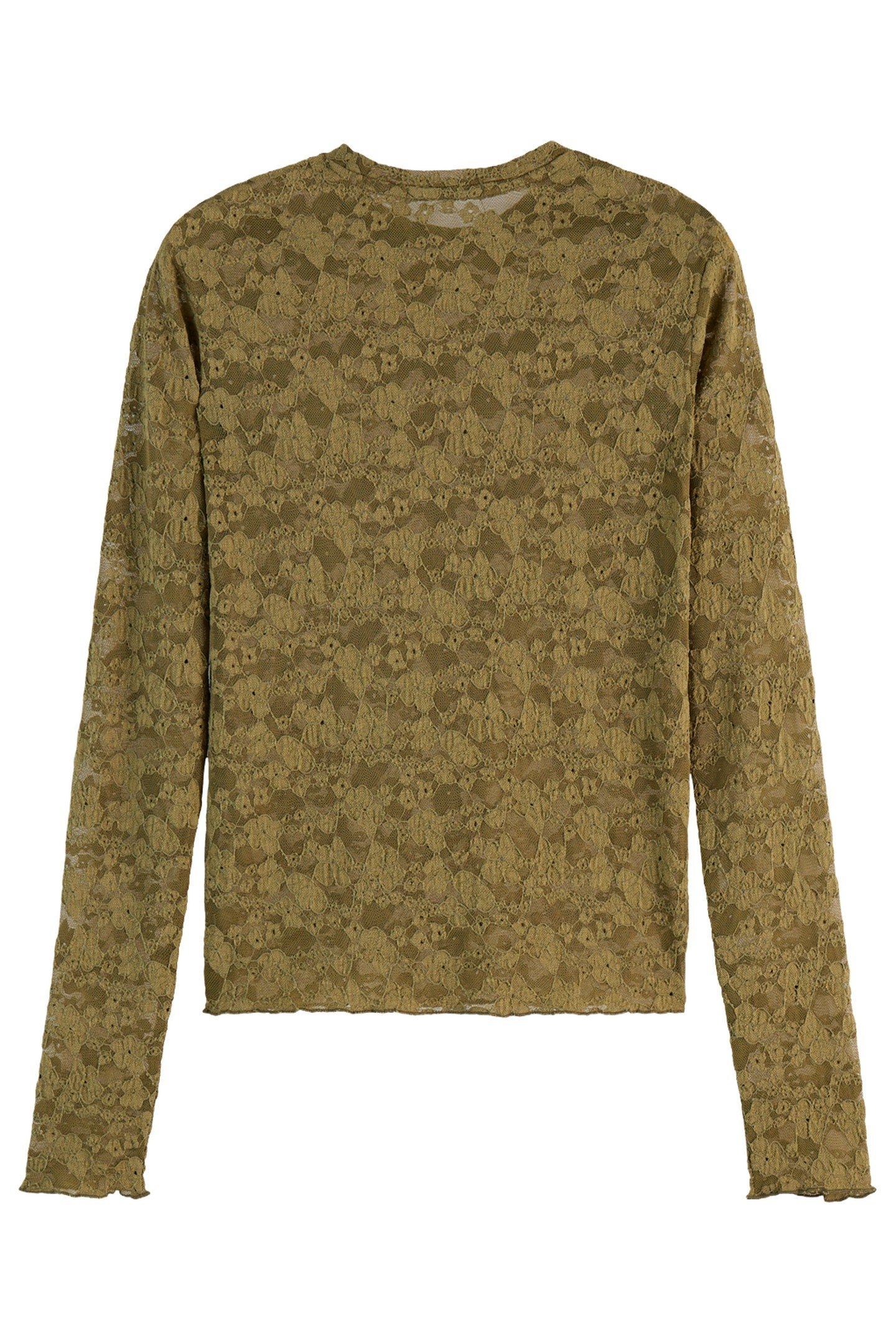 FLORAL LACE LS T-SHIRT WASHED MILITARY 3