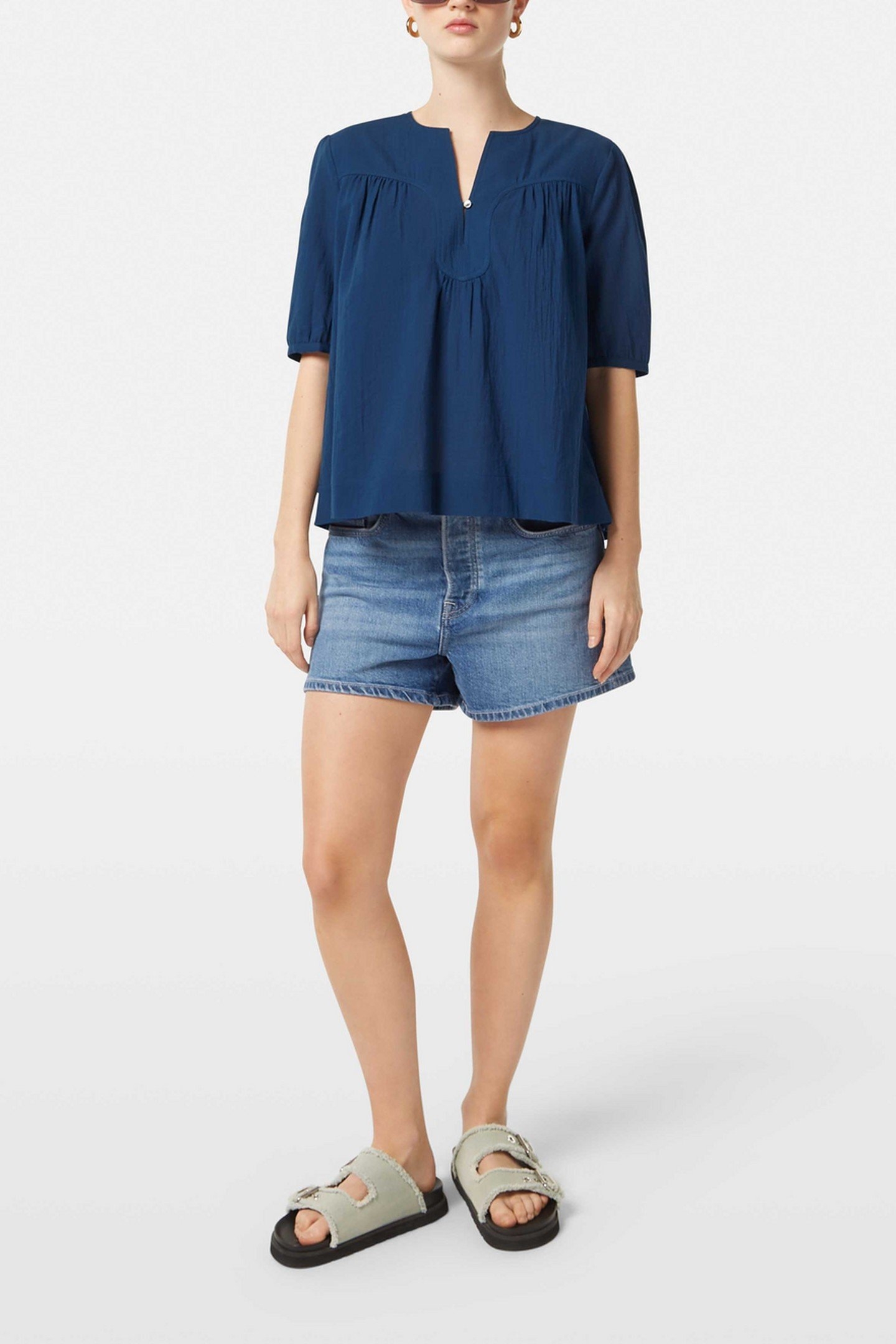 PRINTED SHORT SLEEVE TOP ATLANTIC BLUE 1