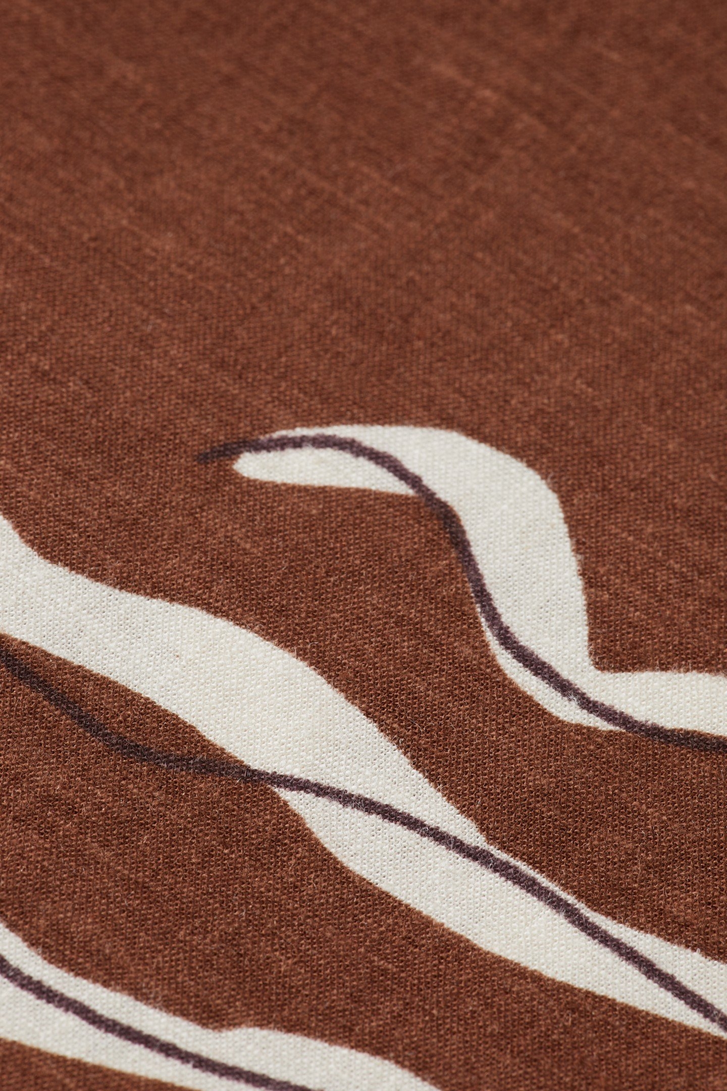 LINEN BLEND PRINTED WRAP SKIRT INKY SUN BROWN 6