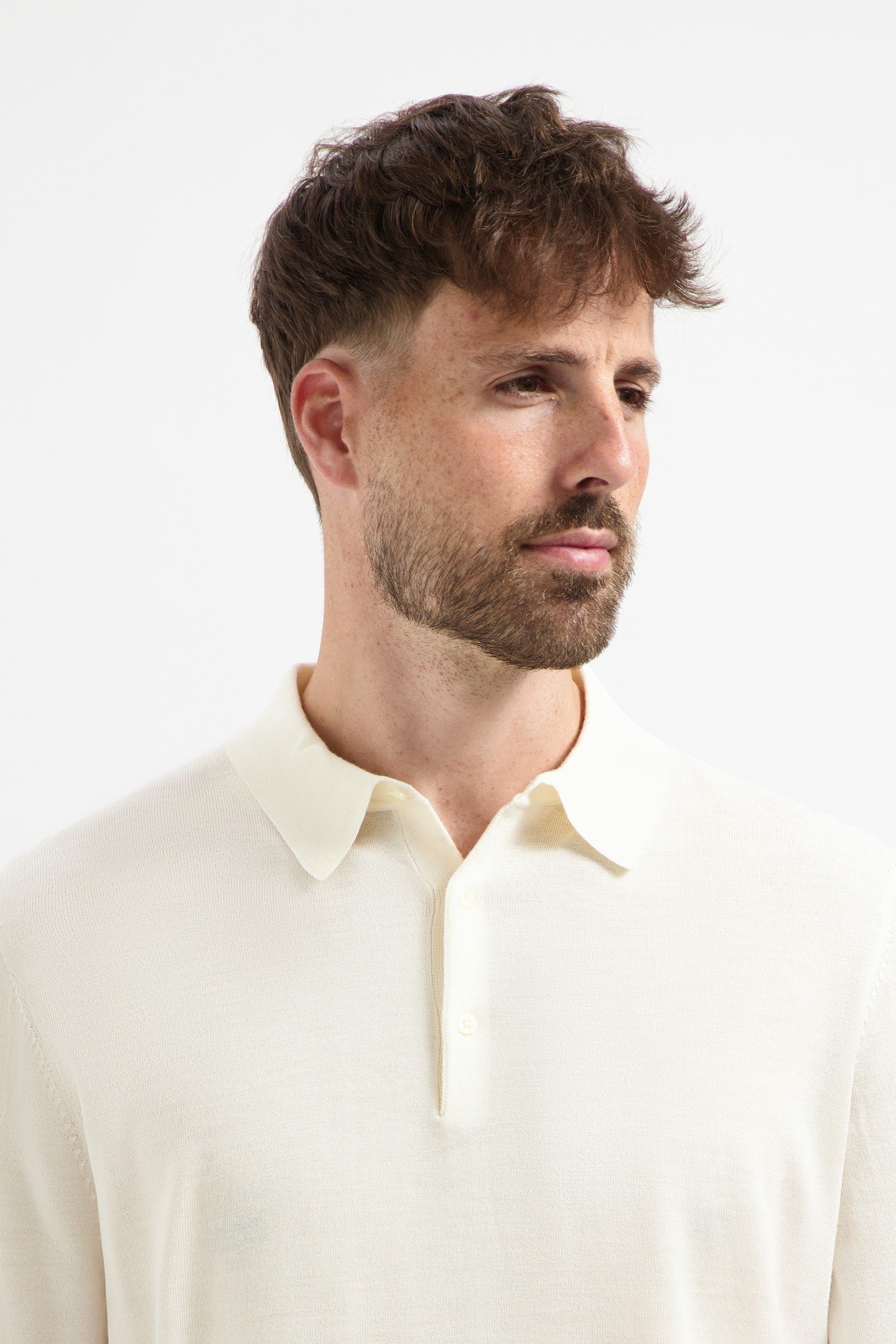 POLO LONG SLEEVE 100% MERINO SEASHELL WHITE 6