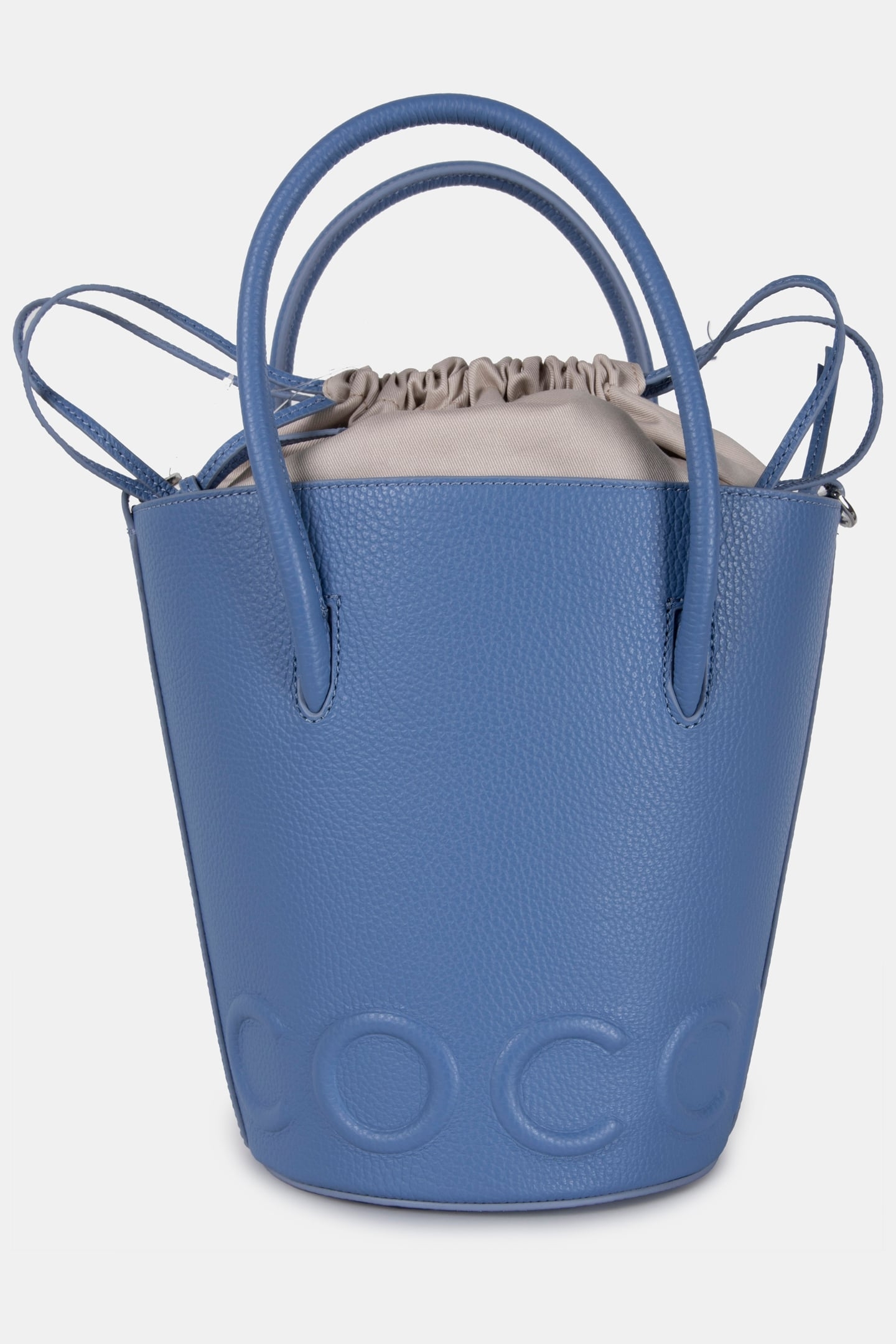 LEATHER BUCKET BAG IN BLUE 2
