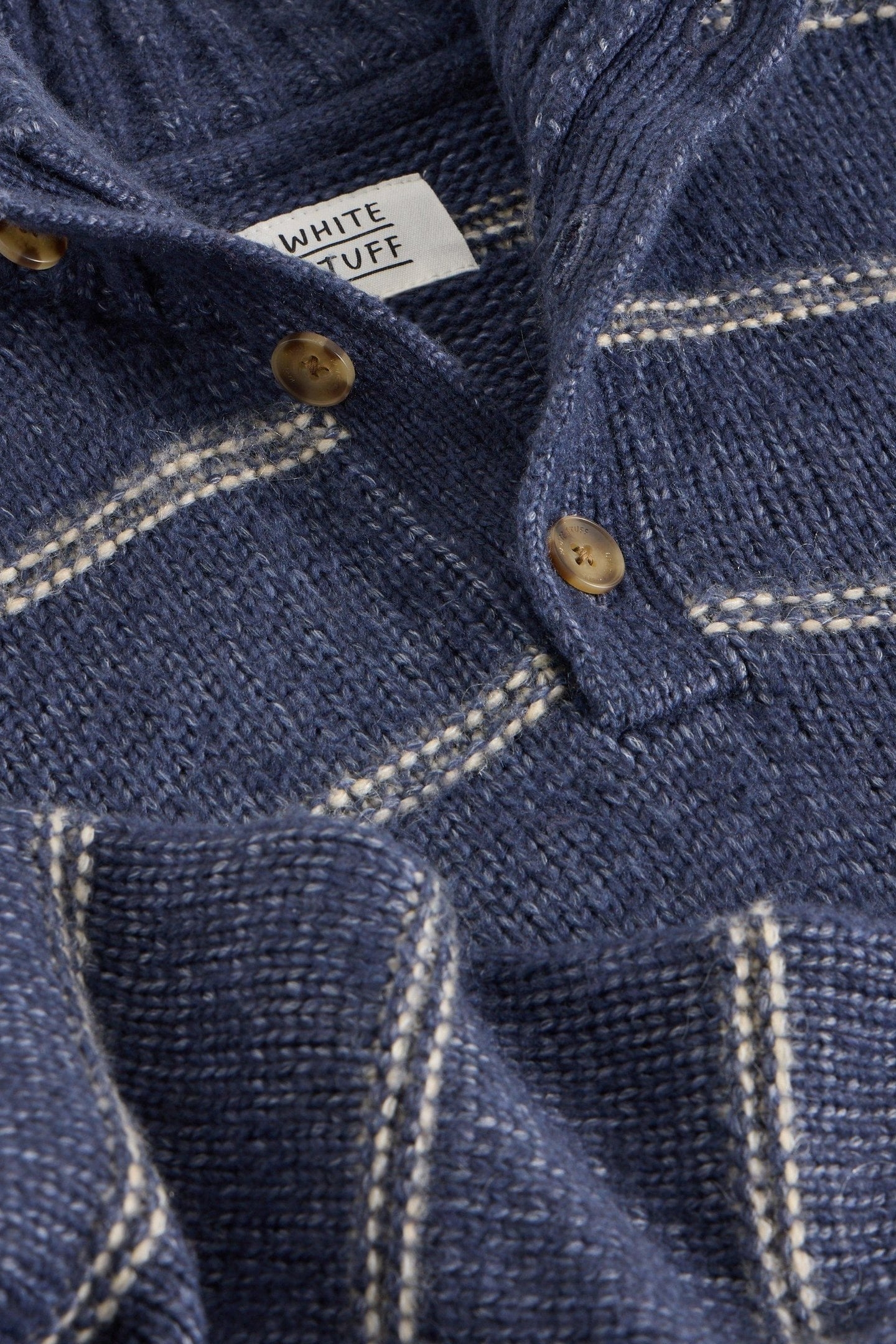 BRETON STRIPE BUTTON NECK NAVY MULTI 5