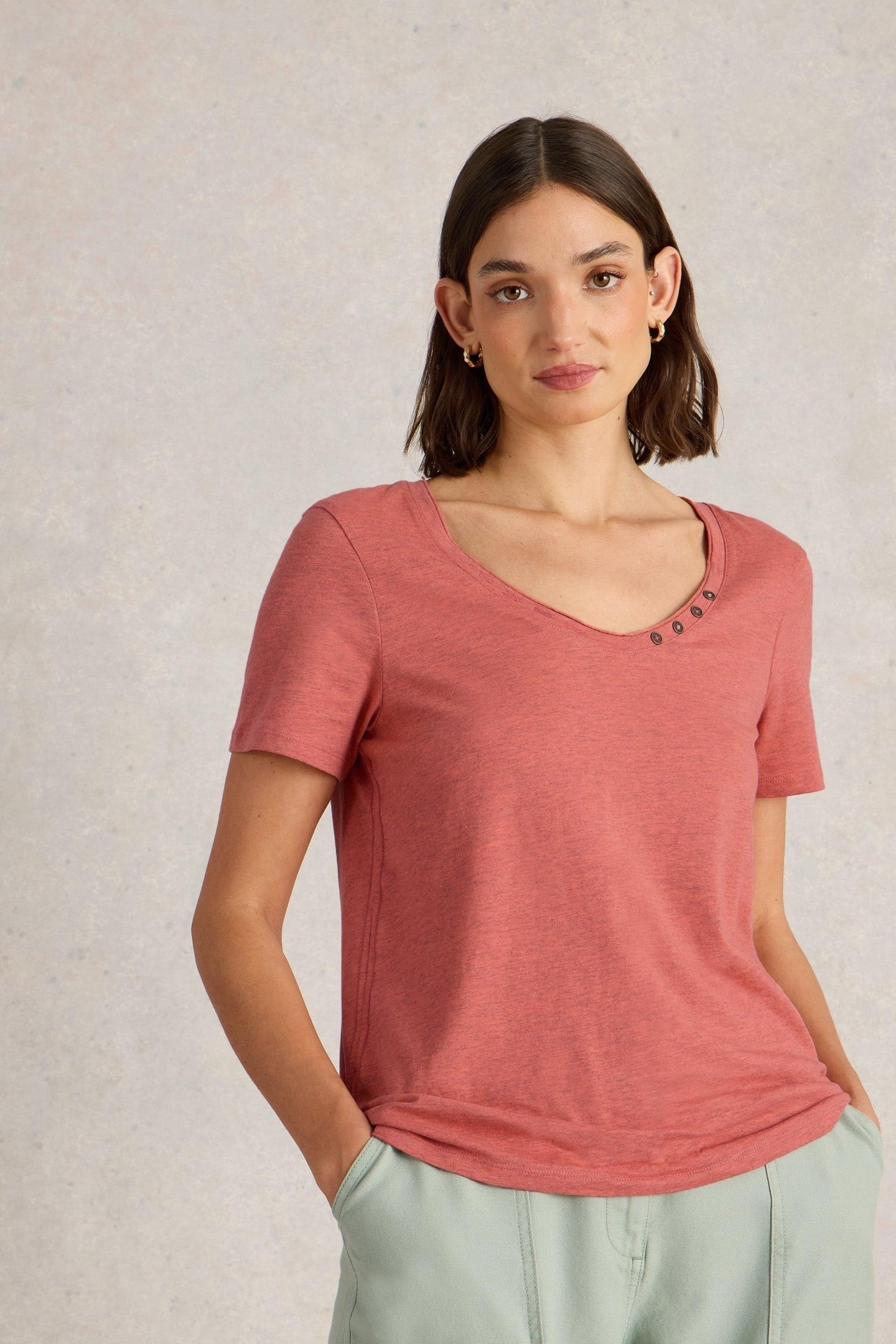 NADIA SHORT SLEEVE TEE MID CORAL 1