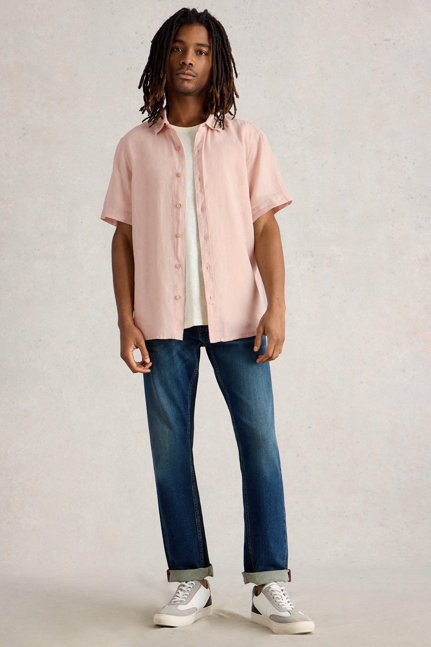 KESWICK SS LINEN SHIRT LIGHT PINK 1